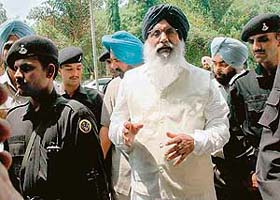 Punjab Chief Minister Parkash Singh Badal arrives at the Vidhan Sabha for the budget session which started