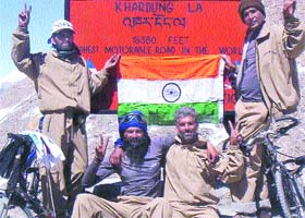 Members of an expedition claimed to have set a new record by reaching World’s highest motorable road in just eight days