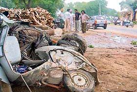 The scene at the chhabeel site on the Malerkotla- Ludhiana road where six persons were killed