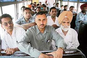 Mukesh Kumar Sharma, who has been promoted as tehsildar for his outstanding honesty, travels in a bus as he does not own a car
