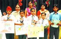Prize winners of a painting contest held at Red Cross Bhavan in Jalandhar