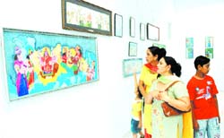 Creations of Devinder Makkar on display at Virsa Vihar art gallery in Jalandhar