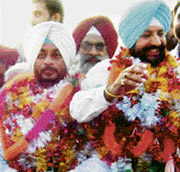 Jasvir Singh Bhola at a victory procession.