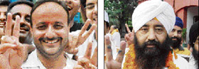 Rajinder Berry (Congress) and Joginder Singh Tony (Independent) who have won elections to the Jalandhar MC.
