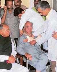 Former Chief Minister Shanta Kumar, who was among over 30 BJP workers injured in the lathi charge at Shimla