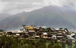 A view of Kalpa nestled in the majestic Kailash Mountains