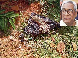 Part of the device used in an explosion near Chitvedu village of Nellore district on Friday. 