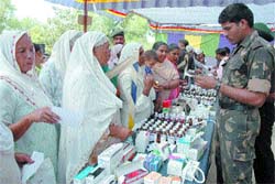 Free drugs being distributed among the patients during a medical camp at Sarai Amanat Khan.