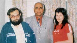 Russia-based Anna Pethakov (right) along with social activist Dev Raj (centre) and her brother Vitali.