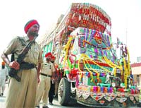 A decorated truck at Attari checkpost.