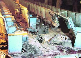 The scene of the bomb blast at the Shingar cinema hall in Ludhiana