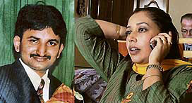 Neema Goel, widow of businessman Pradeep Goel (left) who was shot dead in the 1997 Connaught Place shootout, at her home in Gurgaon on Tuesday.