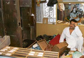 A view of the shop in Guru Bazar in walled city of Amritsar from where burglars decamped with gold and silver jewellery worth lakhs of rupees on Sunday night