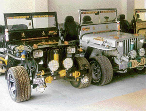 Jeeps rebuilt as replicas of WW II vehicles