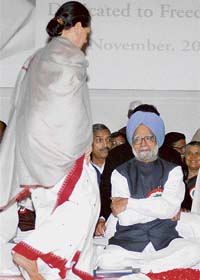 Sonia Gandhi arrives at the AICC session in New Delhi