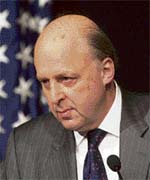 US Deputy Secretary of State John Negroponte at a press conference in Islamabad