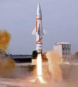 A modified Prithvi missile is launched from Chandipur-on-sea for the advance air defence missile test on Thursday.