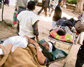 Victims of the Rajdhani Express blast undergo treatment at Dimapur Civil Hospital on Thursday.