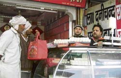 The famous Duni Chand Chhabil Das peda outlet at Hansi, near Hisar.