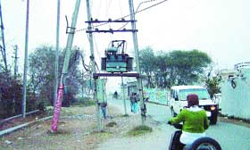 A transformer creating obstruction for commuters in Jalandhar.