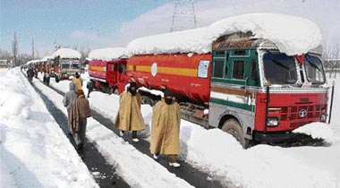 The Srinagar-Jammu National Highway on Friday, the fifth day of its closure.
