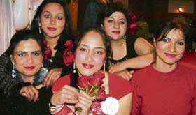Members of the Aastha Ladies Club pose during the fashion show organised in Ludhiana on Thursday.