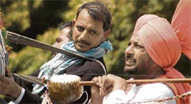 Folk singers from Punjab perform during the second day of Basant Utsav at Leisure Valley in Sector 10, Chandigarh.