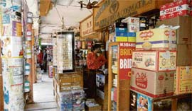 CAN YOU WALK THROUGH? A view of the enchroachment on corridor by shopkeepers of Sector 15, Panchkula.