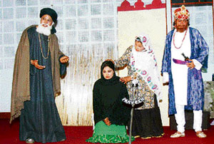 A scene from "Mera Murshad Mor Liyao", a play staged at a function organised by the Haryana Punjabi Sahitya Akademi in Sirsa.