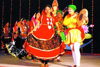 Students of B.D Arya Girls College perform at their anuual prize distribution function in Jalandhar cantonment.