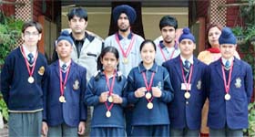 Students of Spring Dale Senior School, Amritsar, who got gold medals in the International Assessments for Indian Schools