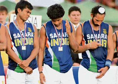 Dilip Turkey, V.R. Raghunath and Sardara Singh after India lost to the UK