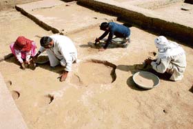 Excavation work in progress in Madina village in Rohtak district