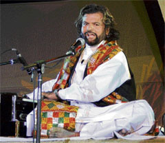 Hans Raj Hans performs at a Baisakhi function organised by the Nirwana Club in Ludhiana on Thursday night.