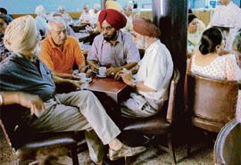 Long-time patrons in Chandigarh enjoy their chat sessions over coffee and South Indian snacks.