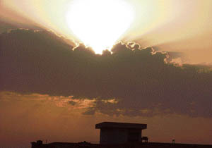 Sun peeps out of morning cloud in Ludhiana on Saturday.
