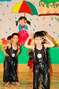 Tiny tots take part in a dance in Ambala on Tuesday.
