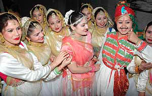 Girls wait for their turn to celebrate World Dance Day organised by the Patiala Kala Parishad at Thapar University on Tuesday.