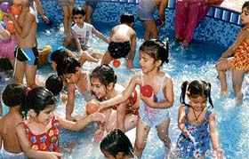 Kids enjoy a splash at Kundan Vidya Mandir, Ludhiana