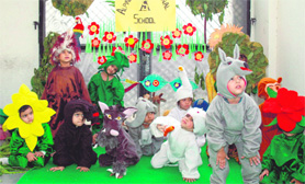 The tiny tots of Alpine International School dressed up as animals in Ludhiana on Sunday.