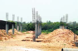 Illegal structures which have come up outside the Daria village in violation of the Periphery Act.