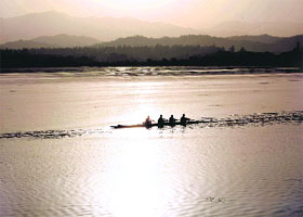 Parts of Sukhna Lake may have dried up but the golden waters still lure rowers.