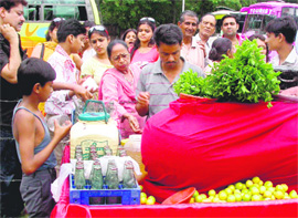 Despite cola wars, this tangy drink remains a thirst quencher. A jaljeera stand near Sukhna Lake, Chandigarh, on Monday.