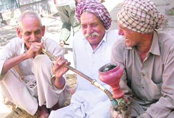 Least concerned about their health, these senior citizens enjoy their chat over a hukka in Chandigarh