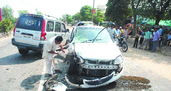 Two persons were hurt in a collision between a car and a jeep near Lambra village on the Jalandhar-Nakodar road