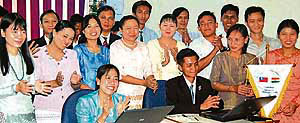Students from Myanmar during the valedictory function of e-governance training course at C-DAC in Mohali, on Wednesday.