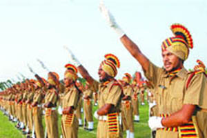 PAP recruits during a passing-out parade held at Punjab Armed Police Training Centre in Jalandhar on Tuesday.
