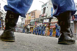 Rapid Action Force personnel deployed in Jammu on Sunday.