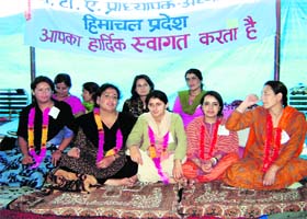 PTA teachers sit in a dharna in Shimla