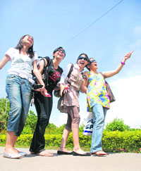 Students of MCM DAV College look forward to the new academic session in Chandigarh on Thursday.